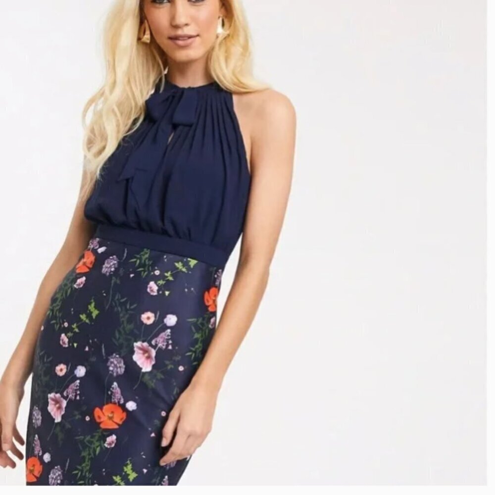 Ted Baker London Navy Floral Halter Dress